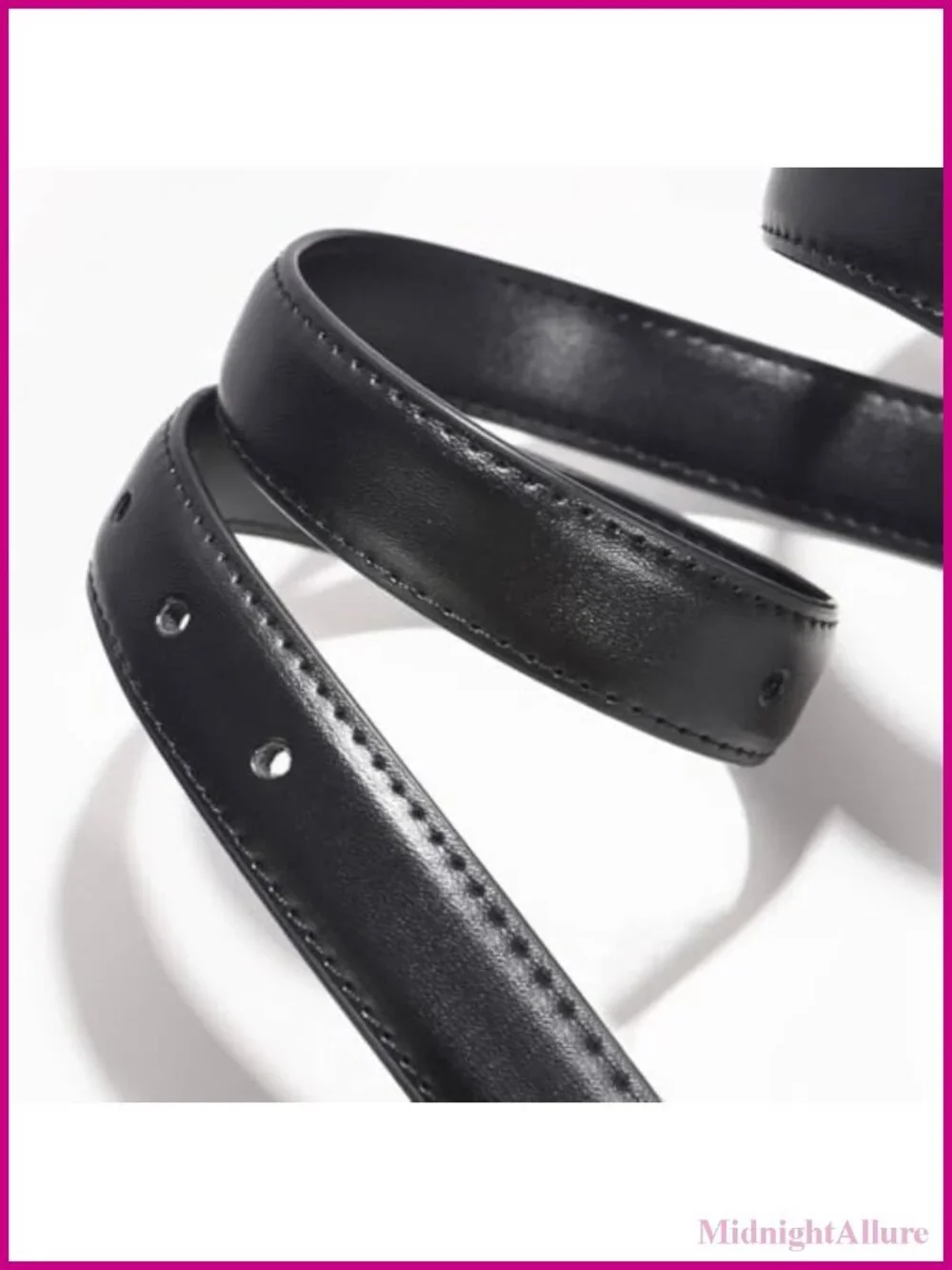 Skinny PU Leather Waist Belt Gold Buckle Adjustable Women's Thin Belt